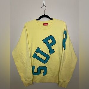 Supreme Big Arc Crewneck, Light Yellow/Teal, Size L, NWOT
